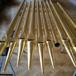 Front pipes of the new Grand Great division, gold leafed and awaiting installation.