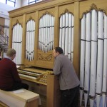 Duncan playing the organ