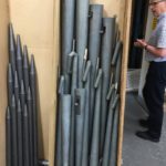 More reed and flue pipes ready for bringing back to Wellington, and Duncan Matthews, Harrison's works manager, on the right. 