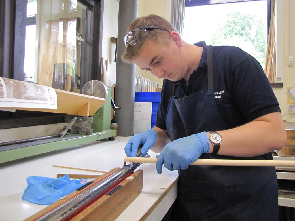 Canterbury cutting slots and making beards for the Solo strings (7